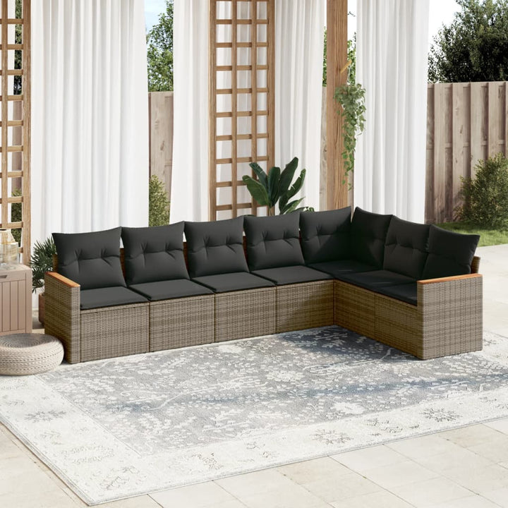 Set Mobilier De Grădină Cu Perne, 8 Piese, , Poliratan