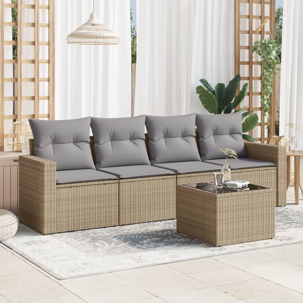 Set Mobilier De Grădină Cu Perne, 4 Piese, , Poliratan