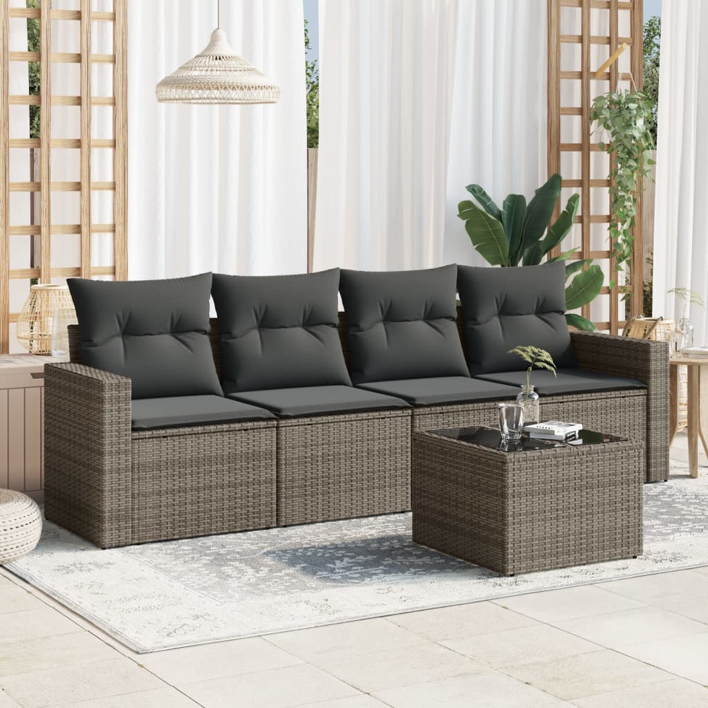 Set Mobilier De Grădină Cu Perne, 4 Piese, , Poliratan
