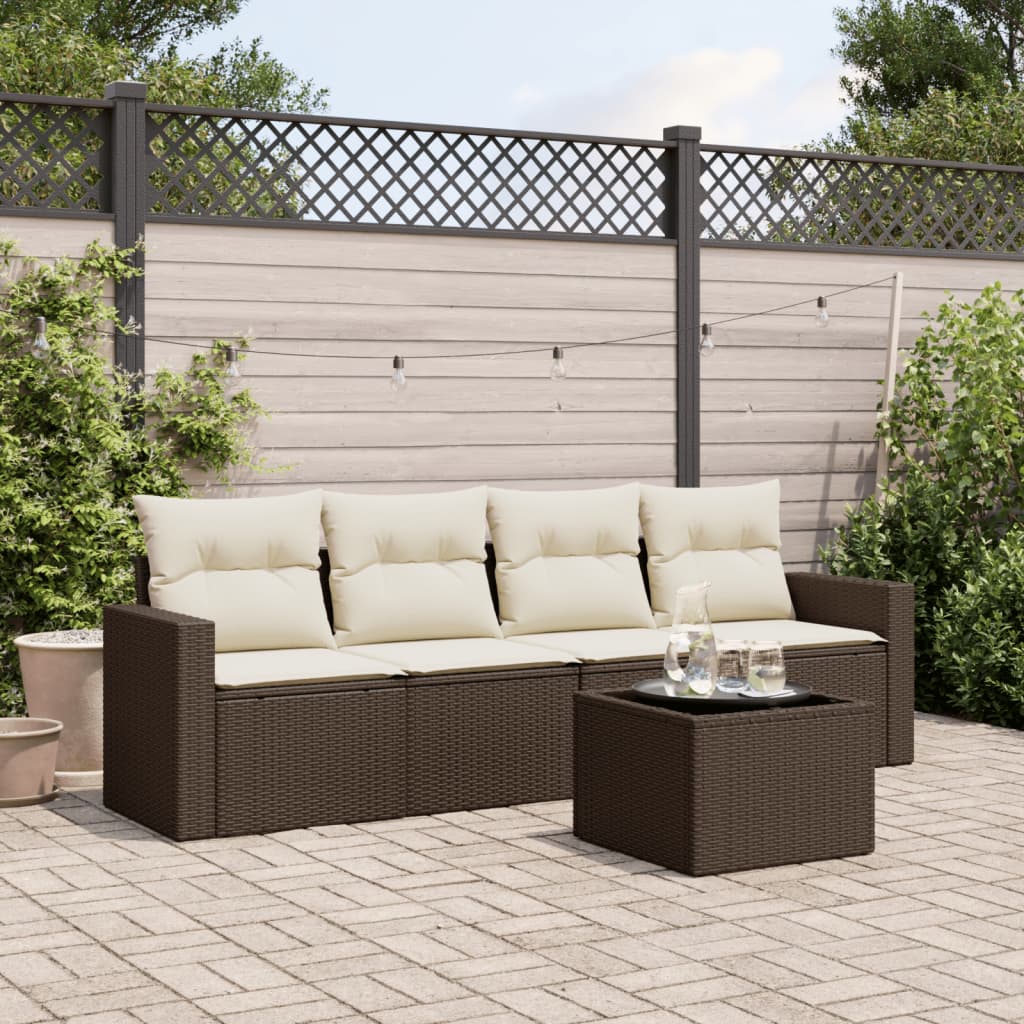 Set Mobilier De Grădină Cu Perne, 4 Piese, , Poliratan