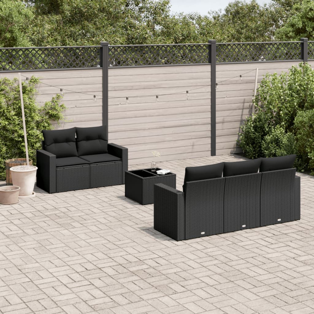 Set Canapele De Grădină Cu Perne, 6 Piese, Maro, Poliratan