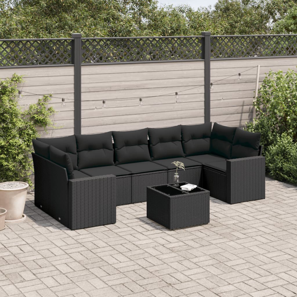 Set Canapele De Grădină Cu Perne, 8 Piese, Maro, Poliratan