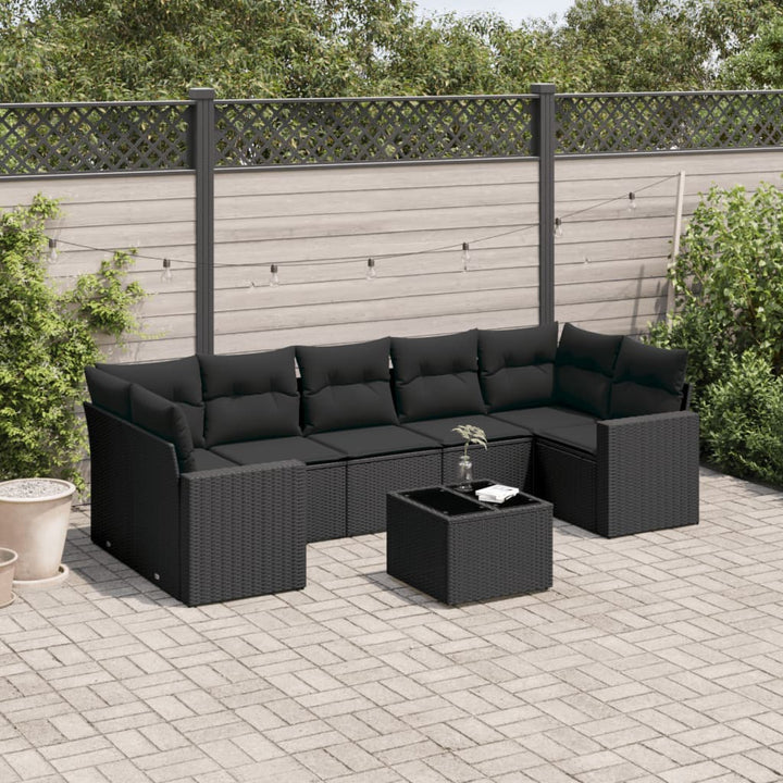 Set Canapele De Grădină Cu Perne, 8 Piese, Maro, Poliratan