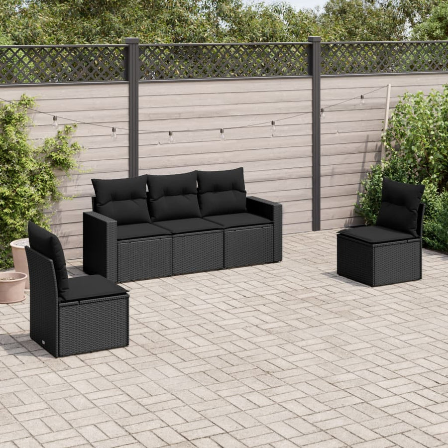 Set Mobilier De Grădină Cu Perne, 5 Piese, , Poliratan