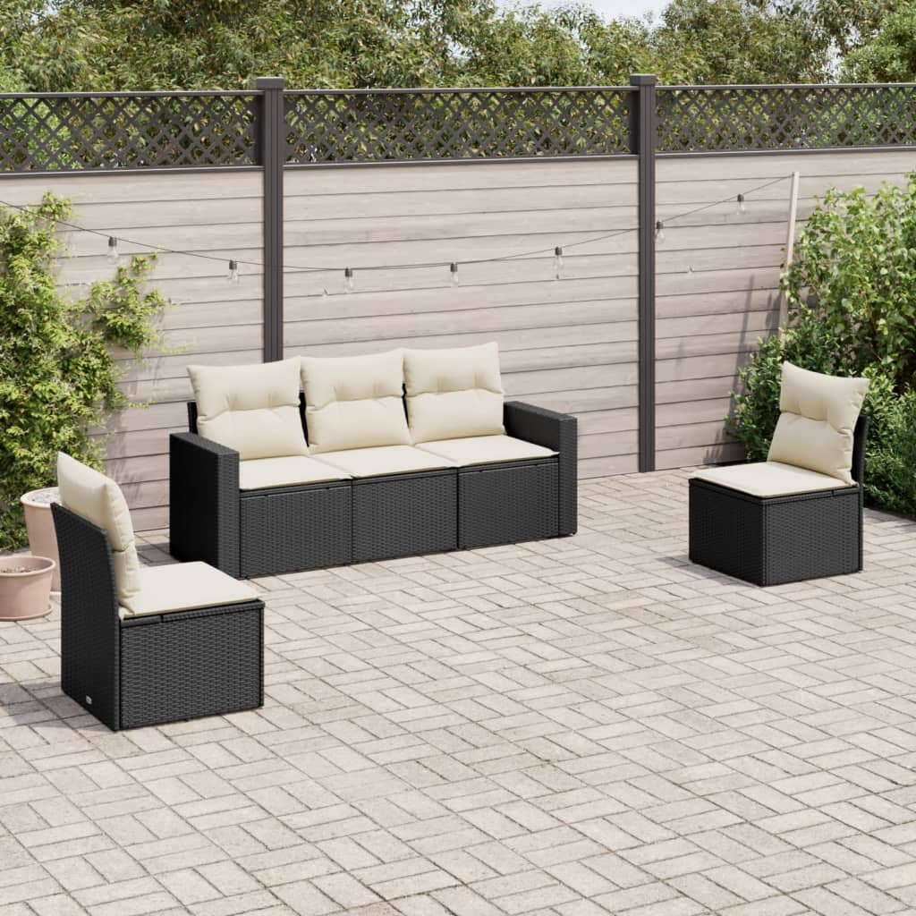 Set Mobilier De Grădină Cu Perne, 5 Piese, , Poliratan