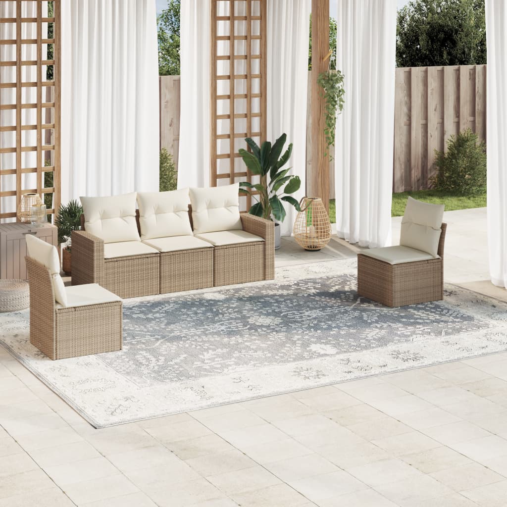 Set Mobilier De Grădină Cu Perne, 5 Piese, , Poliratan