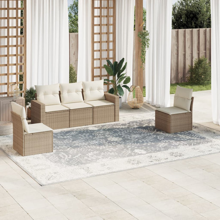Set Mobilier De Grădină Cu Perne, 5 Piese, , Poliratan