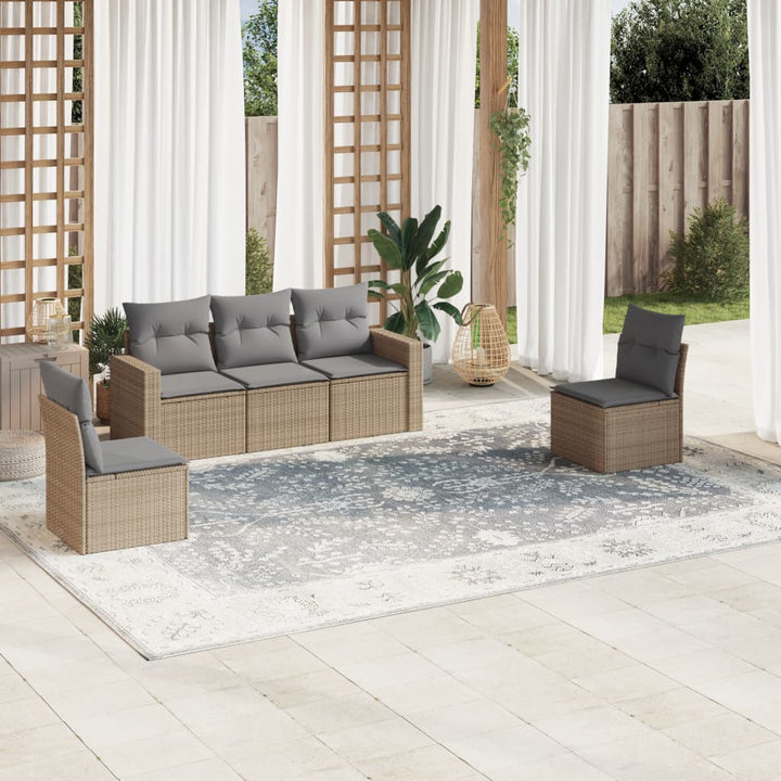 Set Mobilier De Grădină Cu Perne, 5 Piese, , Poliratan