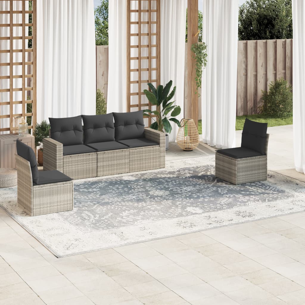 Set Mobilier De Grădină Cu Perne, 5 Piese, , Poliratan