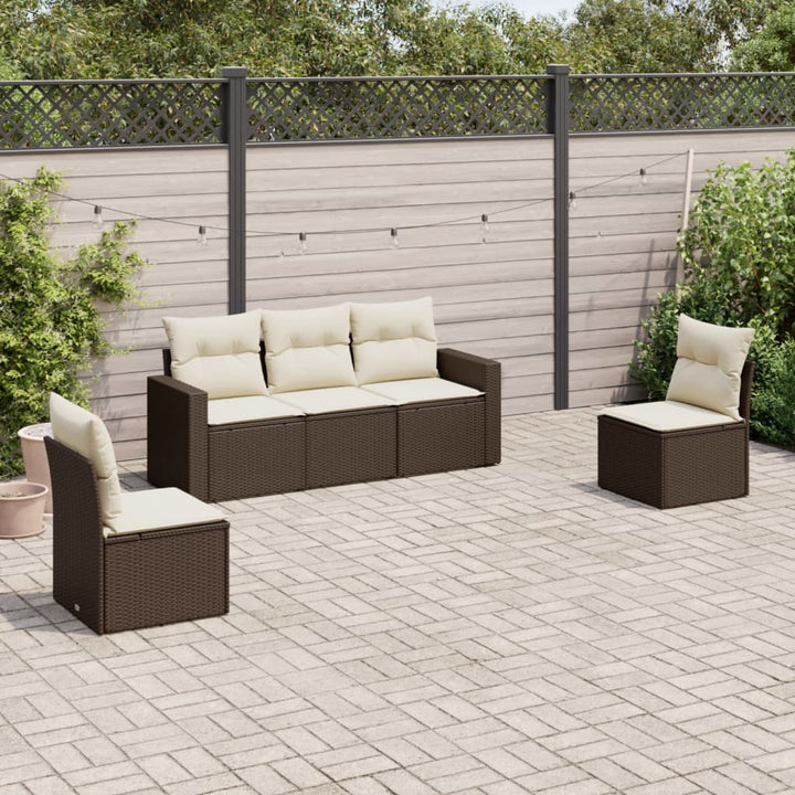 Set Mobilier De Grădină Cu Perne, 5 Piese, , Poliratan