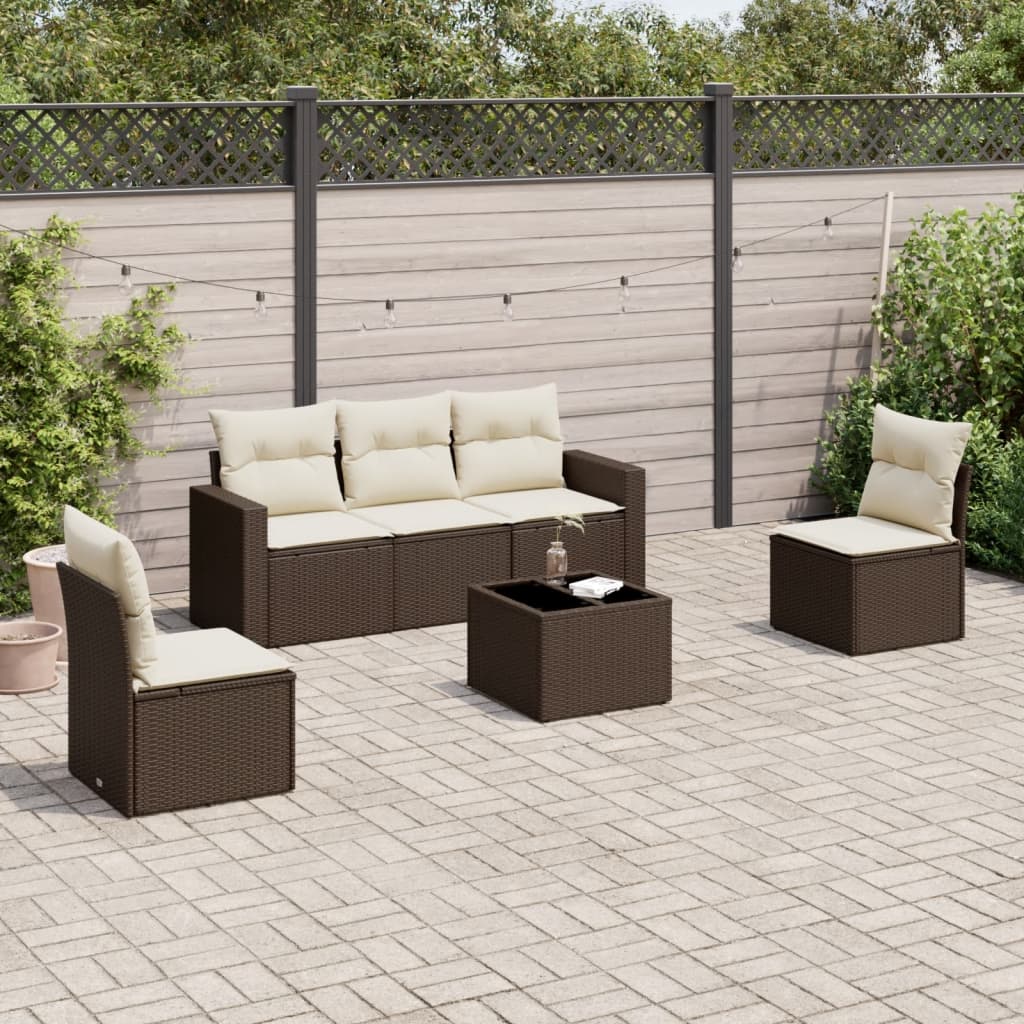 Set Mobilier De Grădină Cu Perne, 5 Piese, , Poliratan
