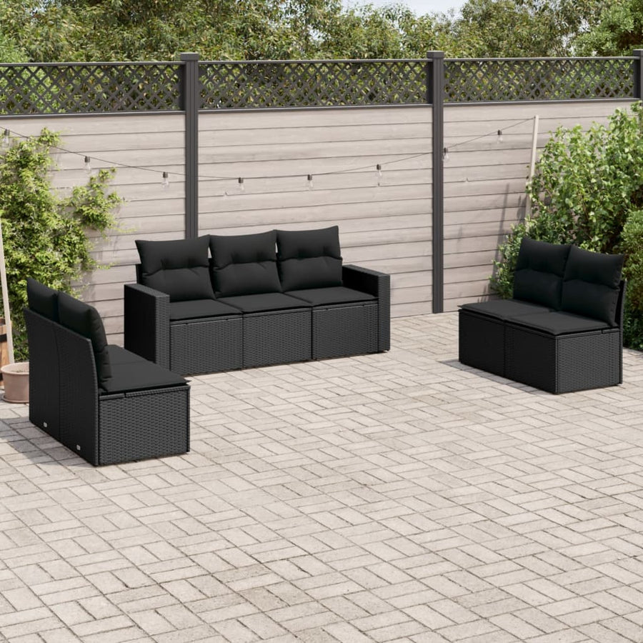 Set Canapele De Grădină Cu Perne, 7 Piese, , Poliratan