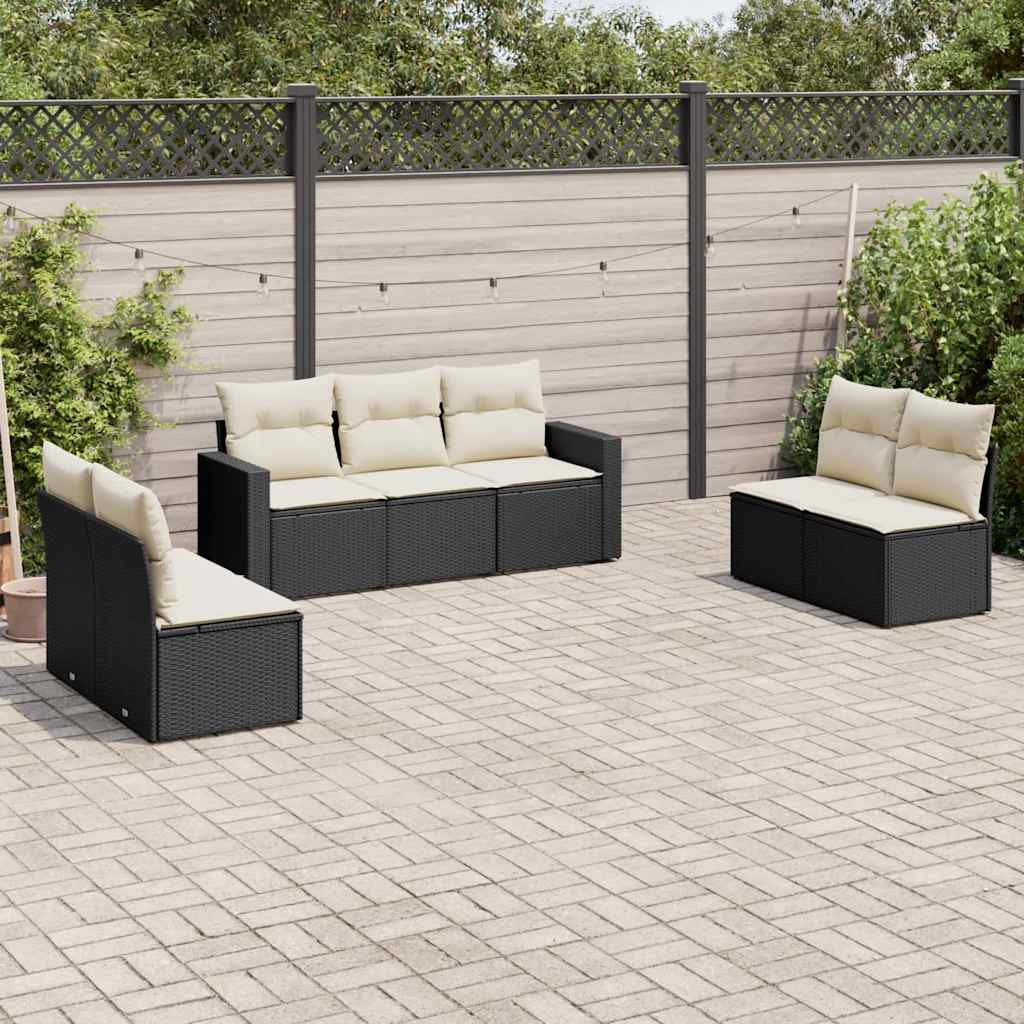 Set Canapele De Grădină Cu Perne, 7 Piese, , Poliratan
