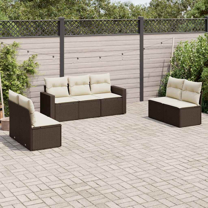 Set Canapele De Grădină Cu Perne, 7 Piese, , Poliratan