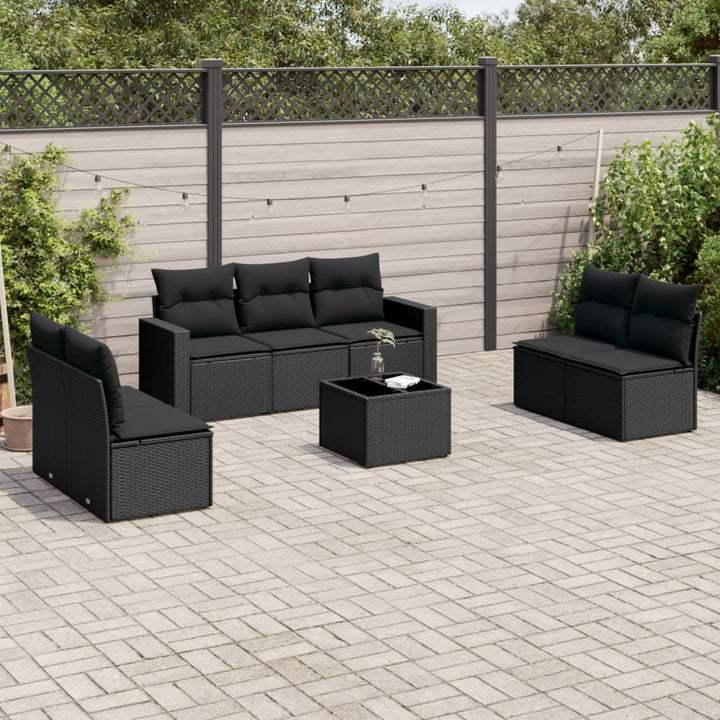 Set Canapele De Grădină Cu Perne, 7 Piese, , Poliratan