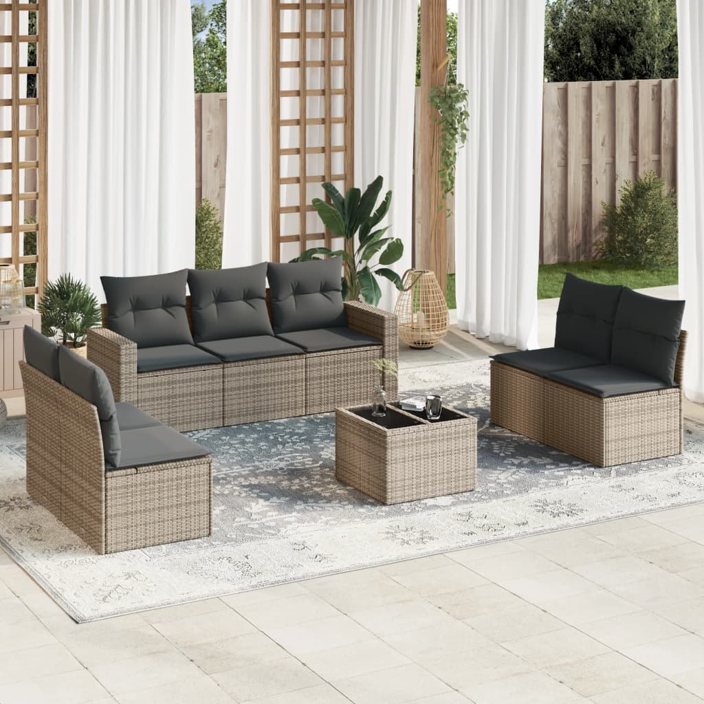 Set Canapele De Grădină Cu Perne, 7 Piese, , Poliratan