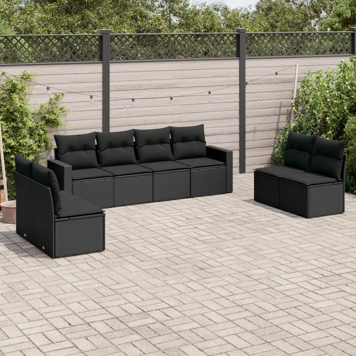 Set Canapele De Grădină Cu Perne, 9 Piese, Maro, Poliratan
