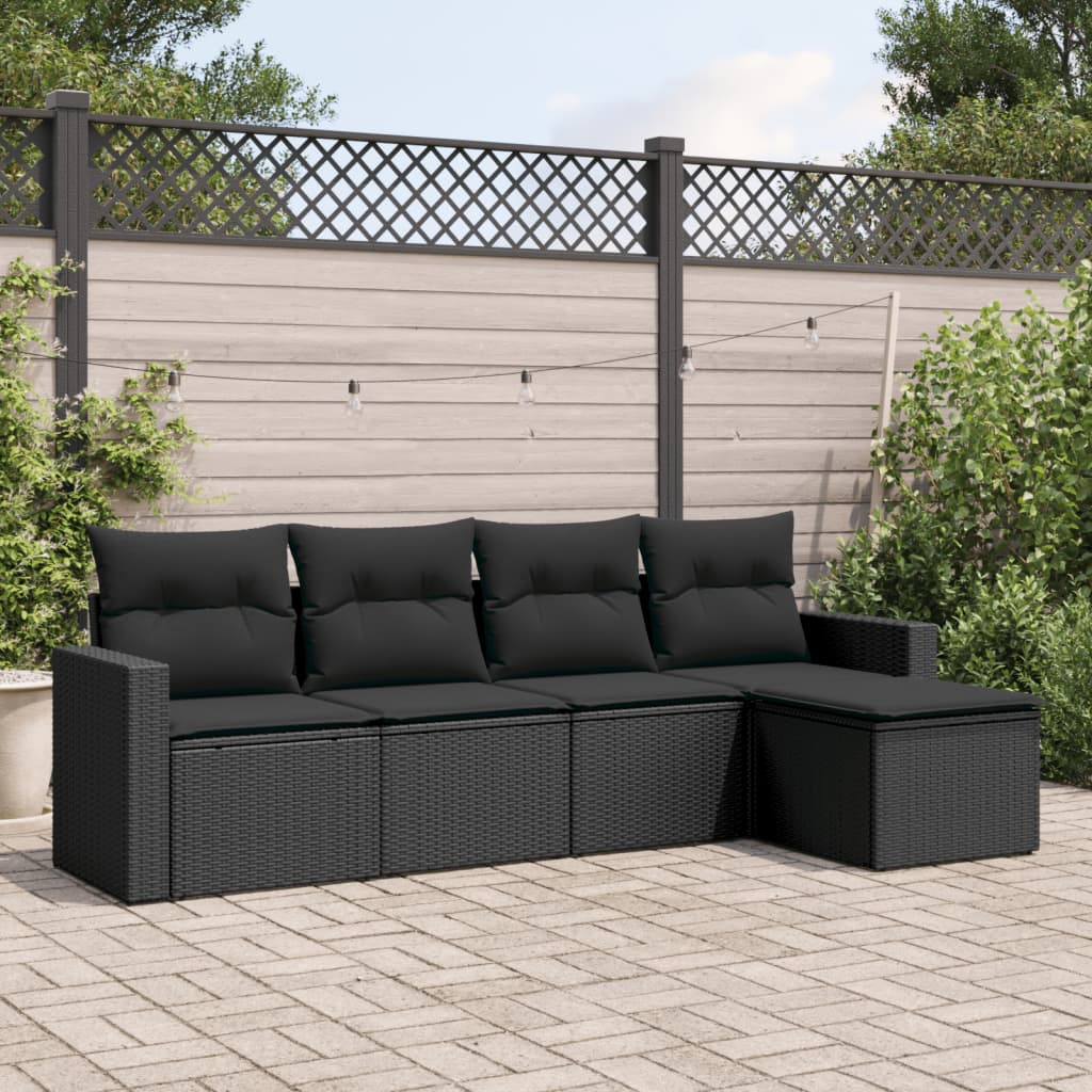 Set Canapele De Grădină Cu Perne, 6 Piese, Maro, Poliratan