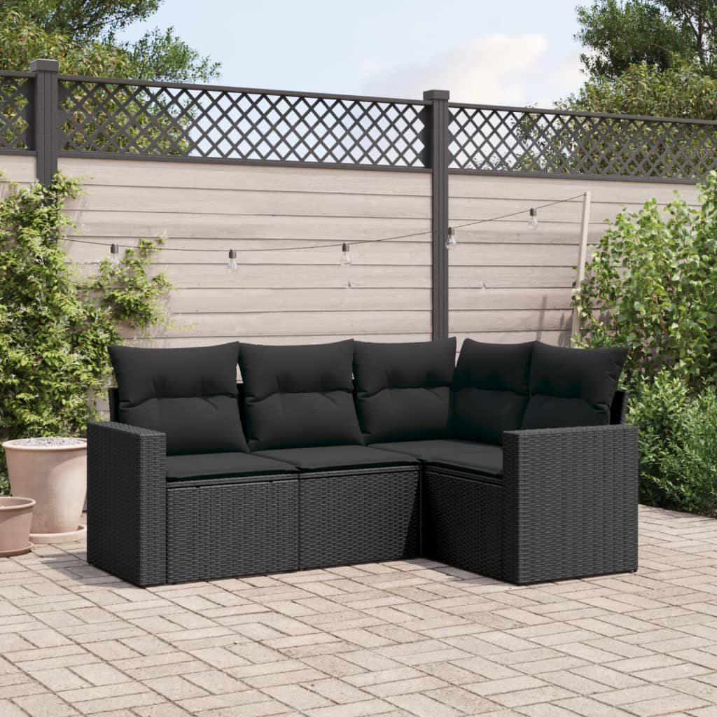 Set Canapele De Grădină Cu Perne, 5 Piese, Maro, Poliratan