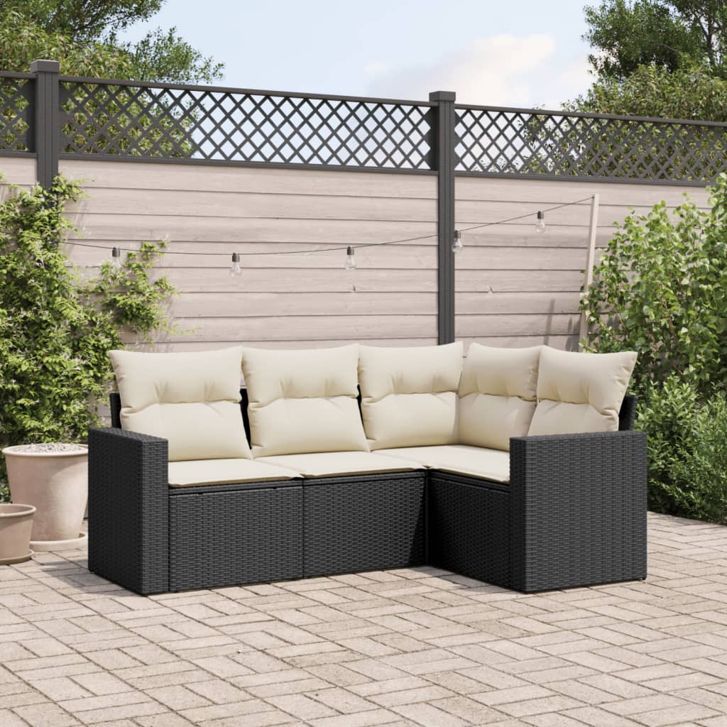 Set Canapele De Grădină Cu Perne, 5 Piese, Maro, Poliratan