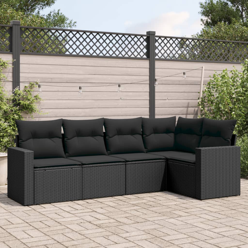 Set Canapele De Grădină Cu Perne, 6 Piese, Maro, Poliratan