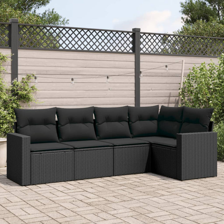 Set Canapele De Grădină Cu Perne, 6 Piese, Maro, Poliratan