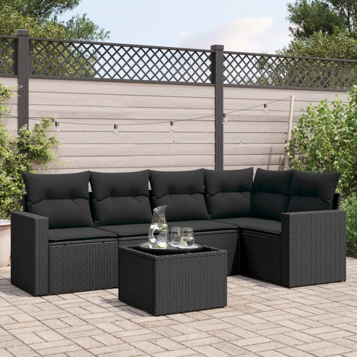 Set Canapele De Grădină Cu Perne, 6 Piese, Maro, Poliratan