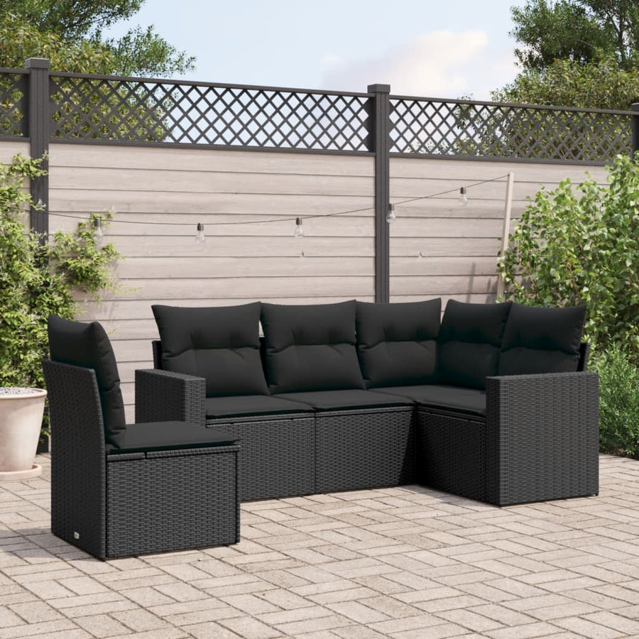 Set Mobilier De Grădină Cu Perne, 5 Piese, , Poliratan