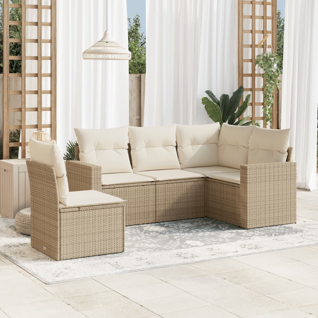 Set Mobilier De Grădină Cu Perne, 5 Piese, , Poliratan