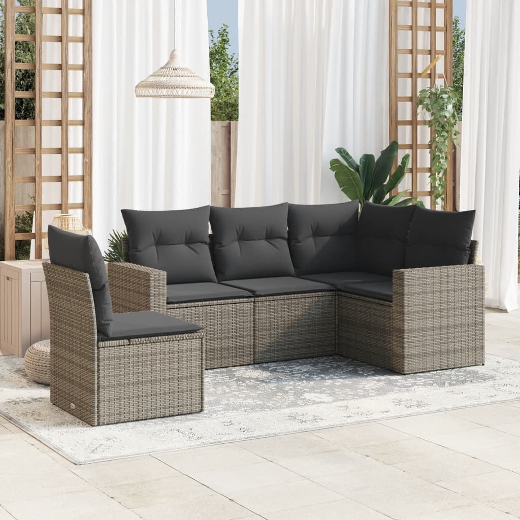Set Mobilier De Grădină Cu Perne, 5 Piese, , Poliratan