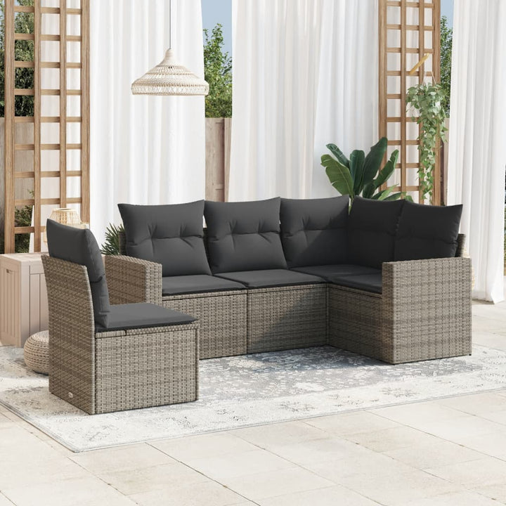 Set Mobilier De Grădină Cu Perne, 5 Piese, , Poliratan