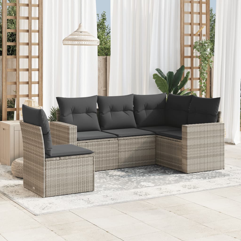 Set Mobilier De Grădină Cu Perne, 5 Piese, , Poliratan