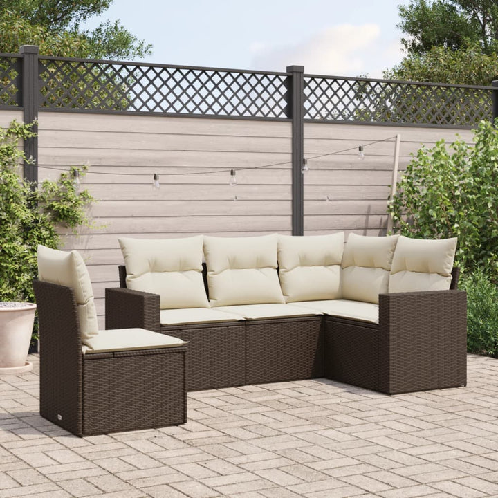 Set Mobilier De Grădină Cu Perne, 5 Piese, , Poliratan