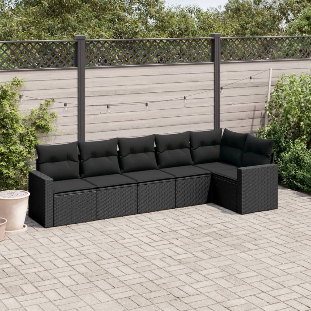 Set Canapele De Grădină Cu Perne, 7 Piese, Maro, Poliratan