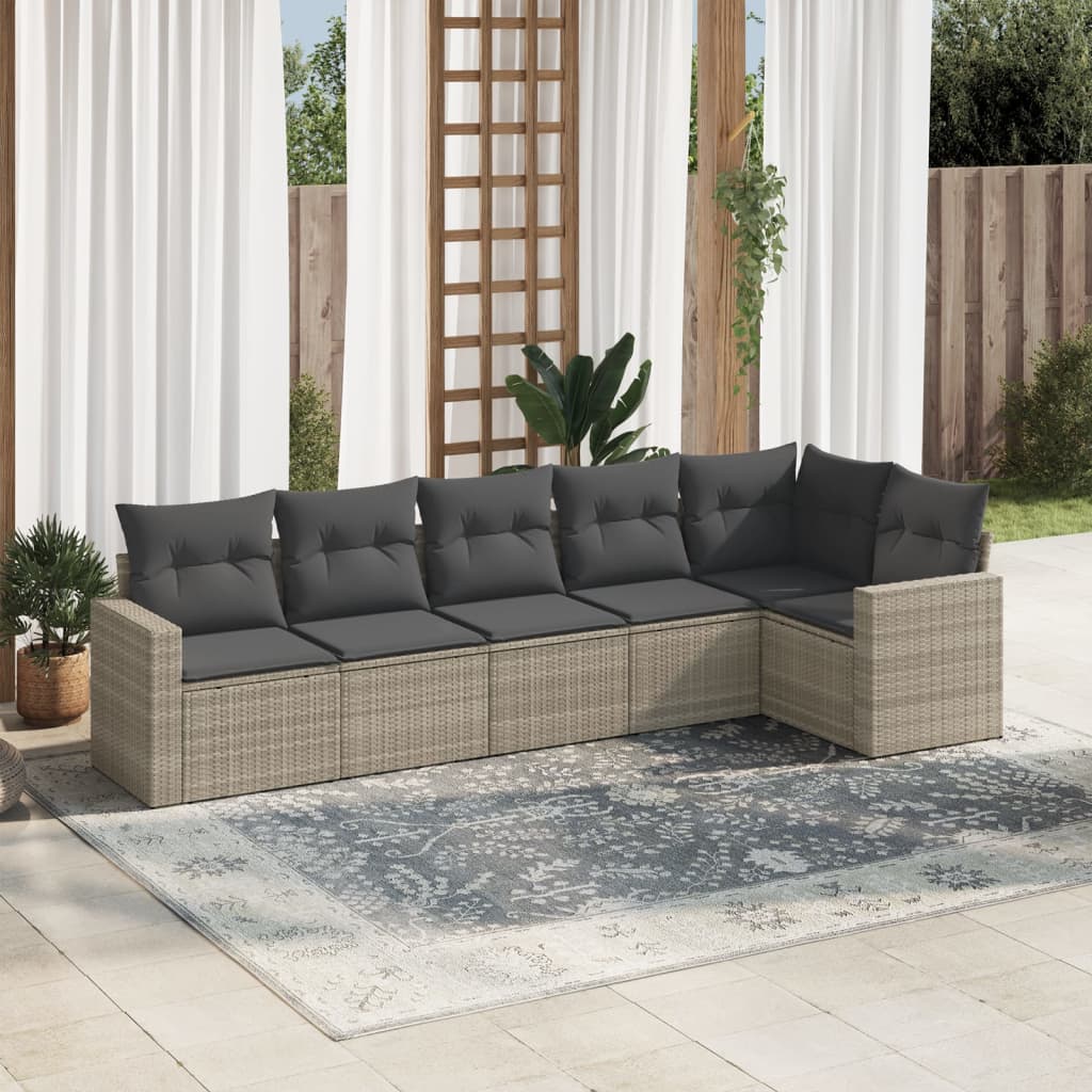 Set Canapele De Grădină Cu Perne, 7 Piese, Maro, Poliratan