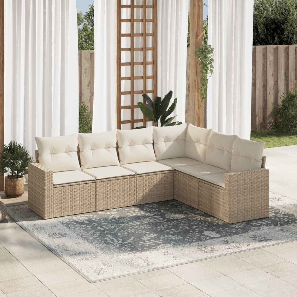 Set Mobilier De Grădină Cu Perne, 6 Piese, , Poliratan