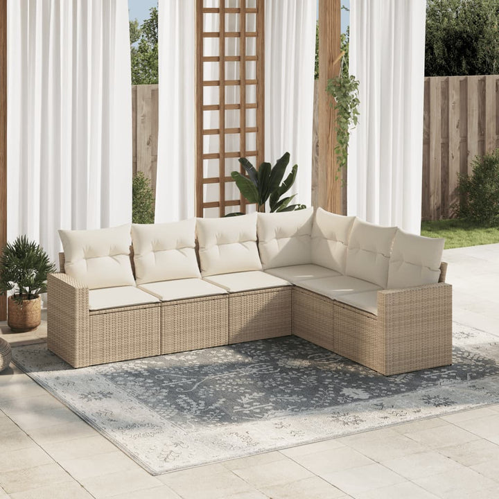 Set Mobilier De Grădină Cu Perne, 6 Piese, , Poliratan