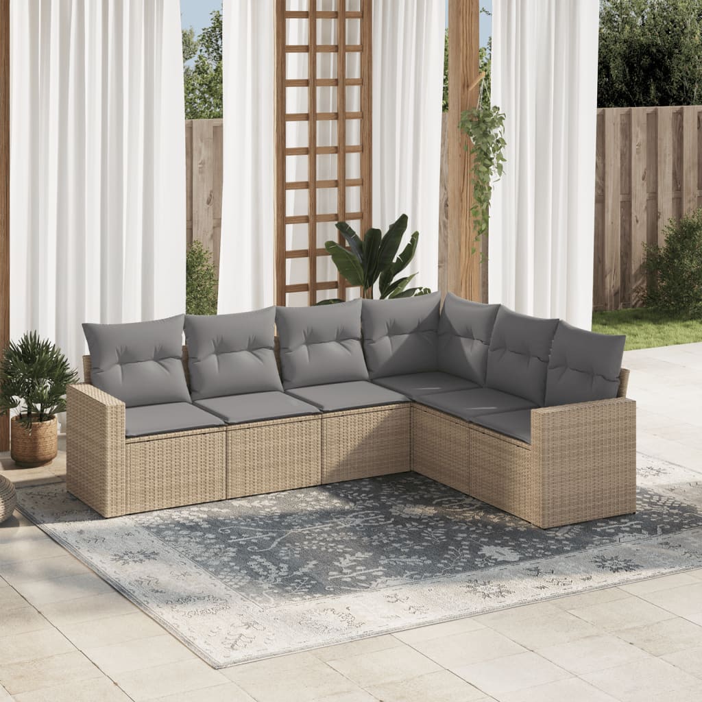 Set Mobilier De Grădină Cu Perne, 6 Piese, , Poliratan