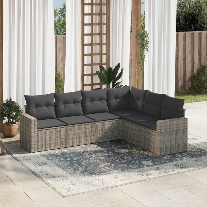 Set Mobilier De Grădină Cu Perne, 6 Piese, , Poliratan