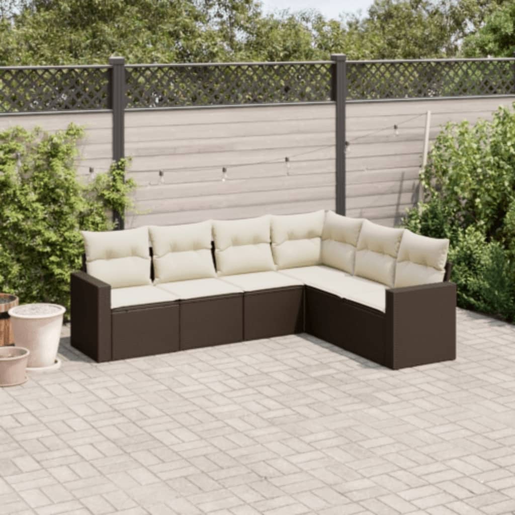Set Mobilier De Grădină Cu Perne, 6 Piese, , Poliratan
