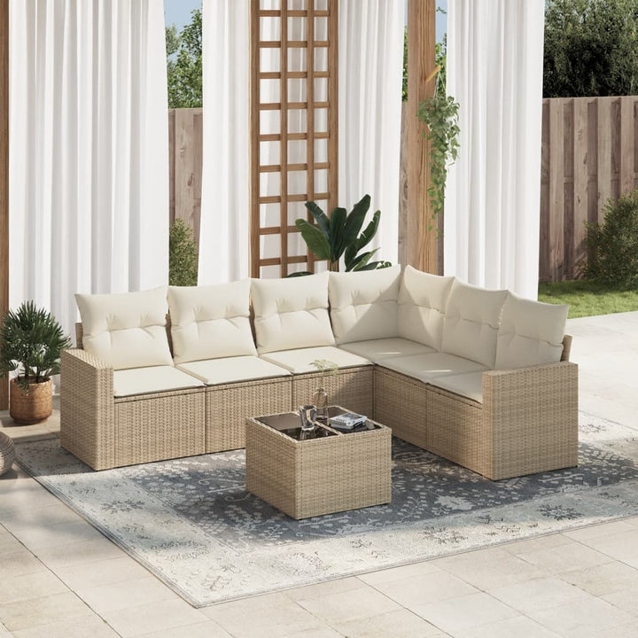Set Mobilier De Grădină Cu Perne, 6 Piese, , Poliratan