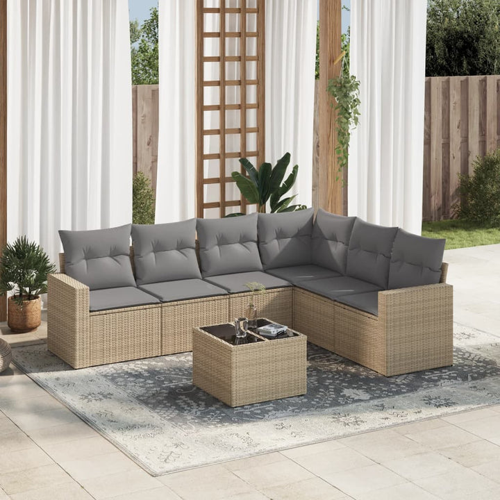 Set Mobilier De Grădină Cu Perne, 6 Piese, , Poliratan