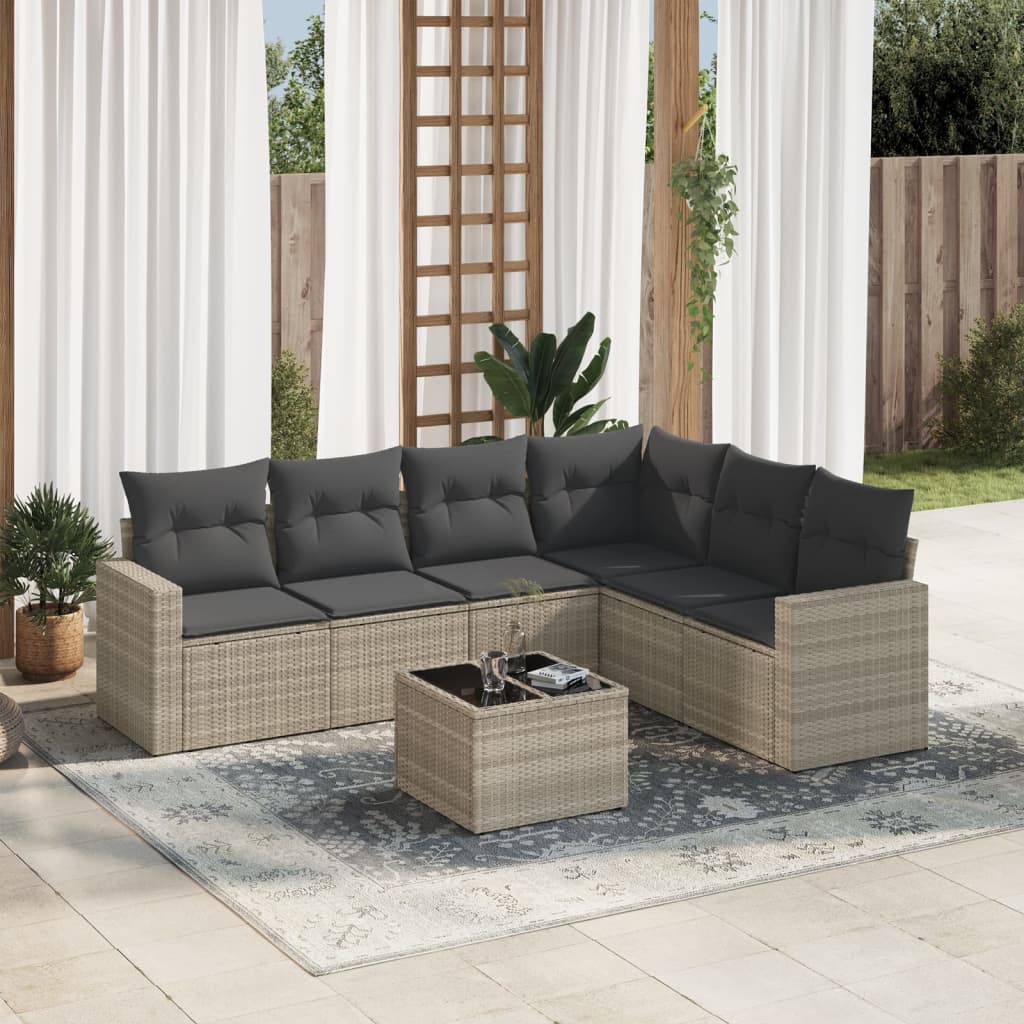 Set Mobilier De Grădină Cu Perne, 6 Piese, , Poliratan