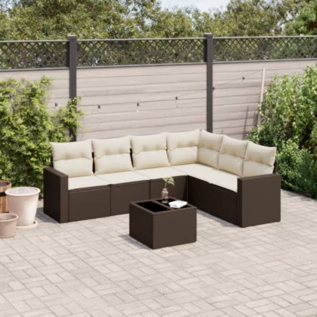 Set Mobilier De Grădină Cu Perne, 6 Piese, , Poliratan