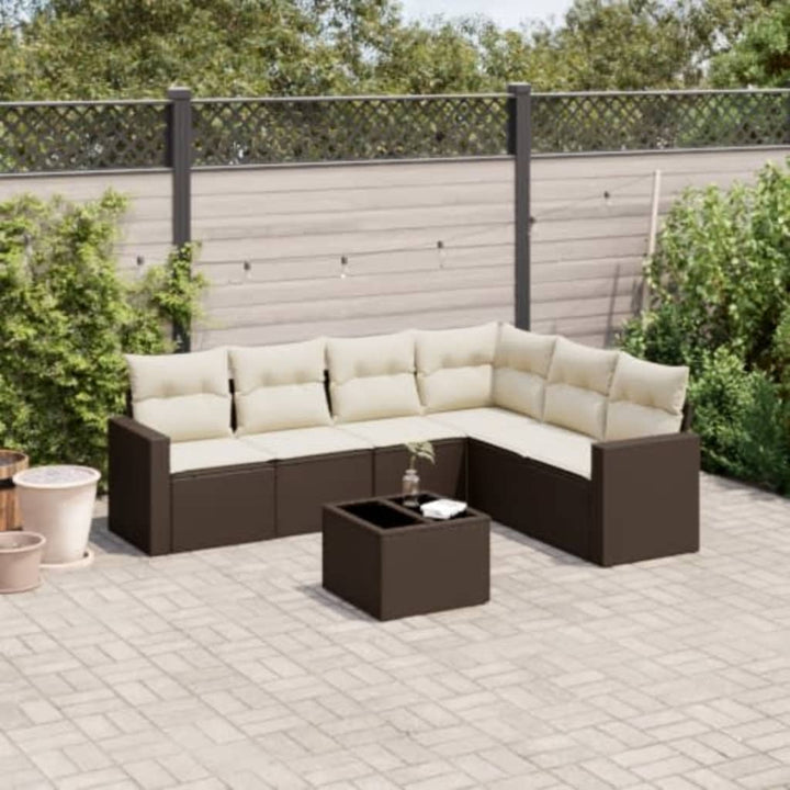 Set Mobilier De Grădină Cu Perne, 6 Piese, , Poliratan