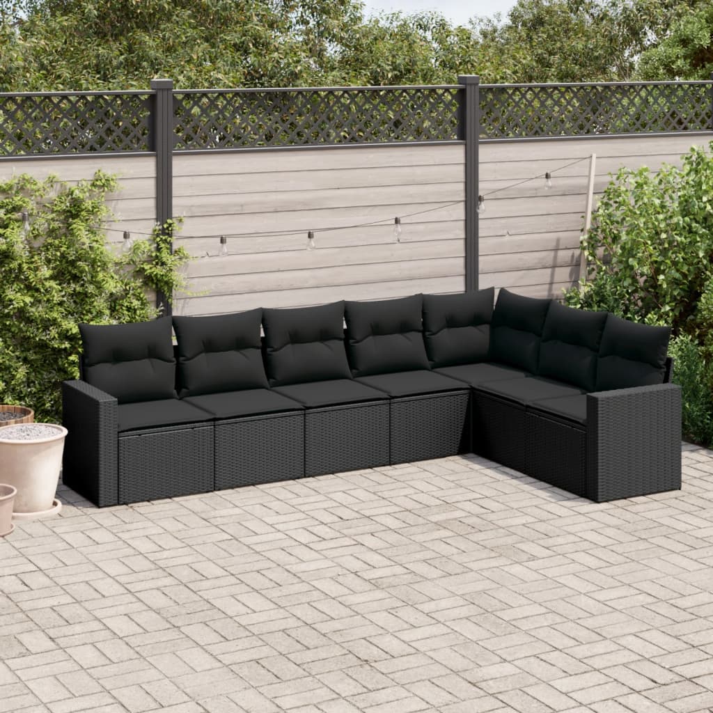 Set Canapele De Grădină Cu Perne, 8 Piese, Maro, Poliratan