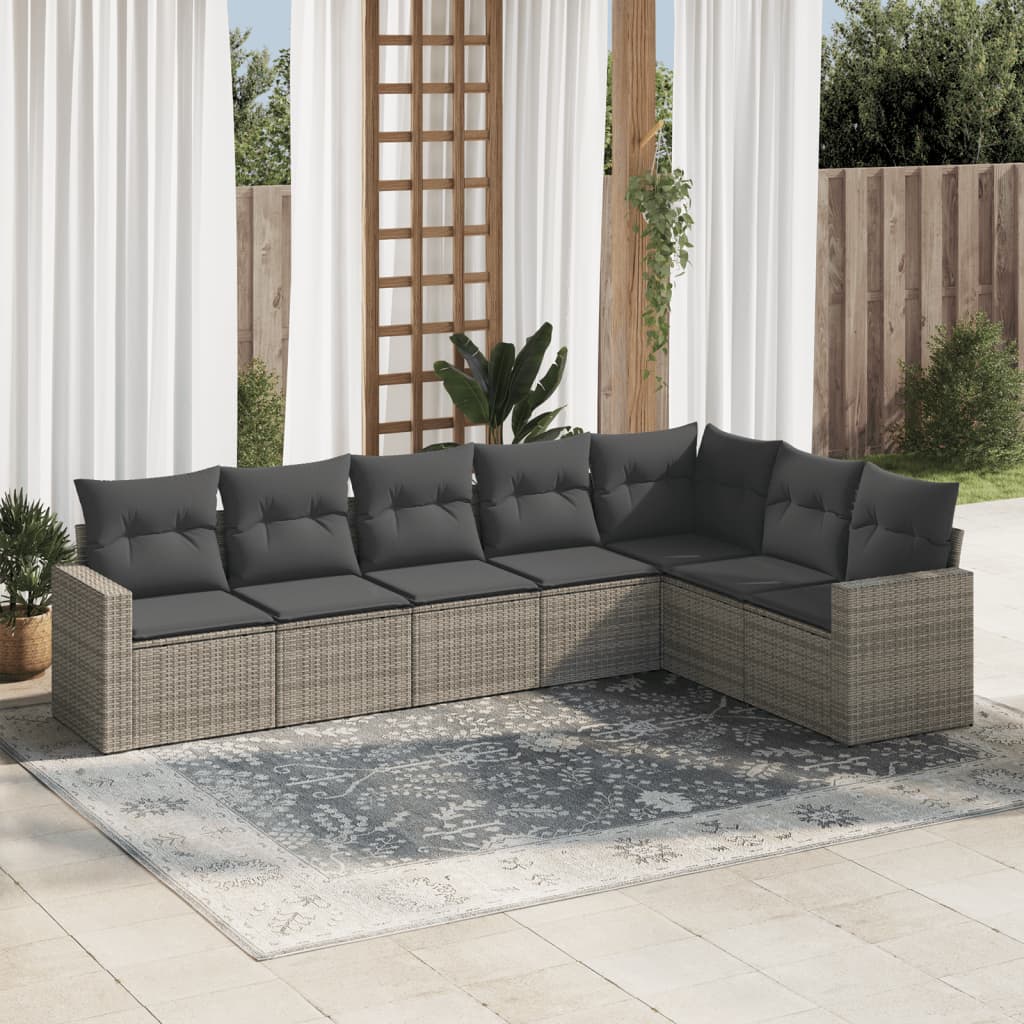Set Canapele De Grădină Cu Perne, 8 Piese, Maro, Poliratan