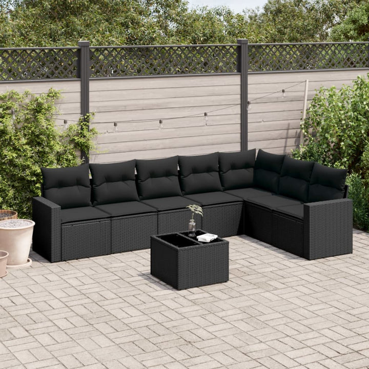 Set Canapele De Grădină Cu Perne, 8 Piese, Maro, Poliratan