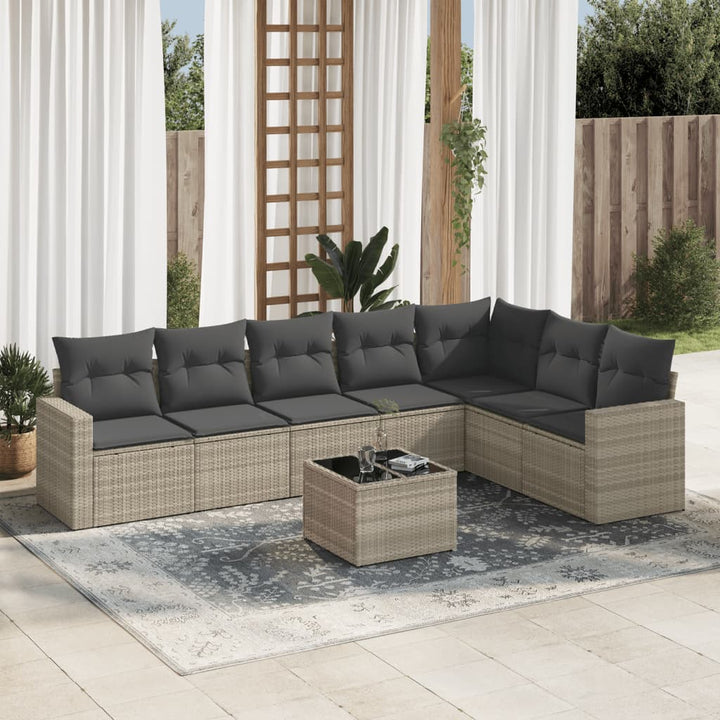 Set Canapele De Grădină Cu Perne, 8 Piese, Maro, Poliratan