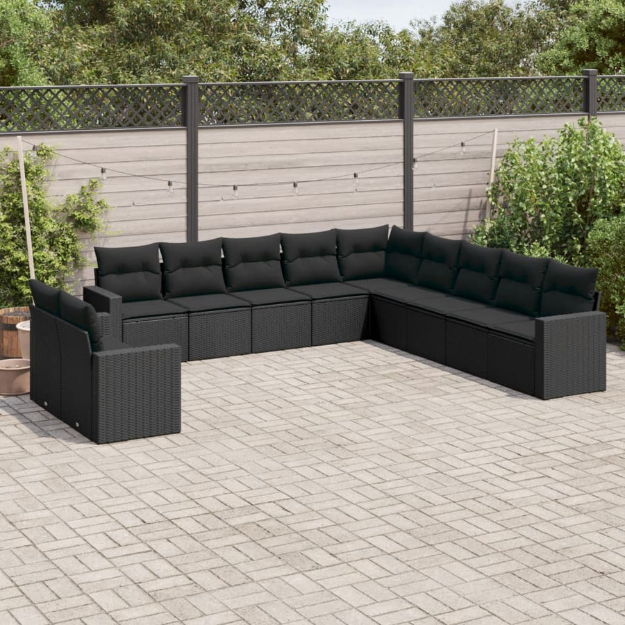 Set Canapele De Grădină Cu Perne, 11 Piese, , Poliratan